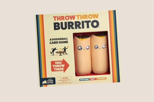 Box of Throw Throw Burrito by Exploding Kittens, a dodgeball card game