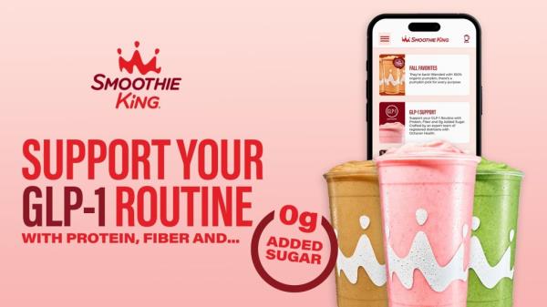 Smoothie King this week became the first quick-service chain to introduce a special menu for people who use GLP-1 drugs like Ozempic. The five new smoothies co<em></em>ntain 20 grams of protein or more.