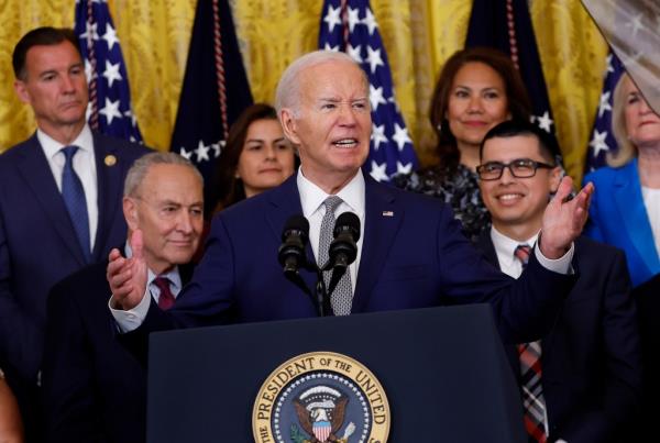 President Joe Biden speaks at an event marking the 12th anniversary of the Deferred Action for Childhood Arrivals (DACA) program in the East Room at the White House on June 18, 2024 in Washington, DC. 