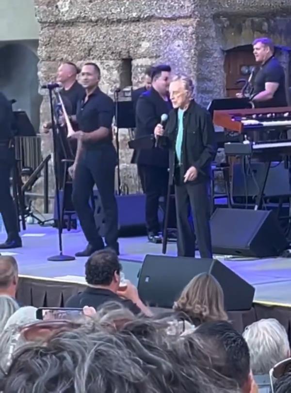 Frankie Vallie looks frail as he appears to struggle to lip sync to 