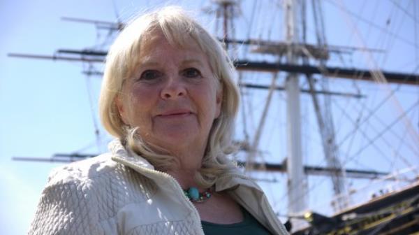 Dr Jo Stanley at the historic sailing ship - the Cutty Sark - in Greenwich (Picture:  Barbara Nichols)