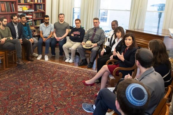 Hochul called on criminal charges to be made against the person who threatened to slit the throats of Jewish students at Cornell.