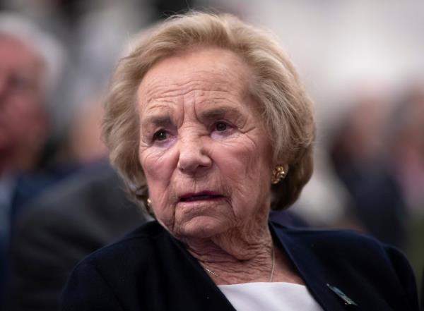 Ethel Kennedy, widow of Senator Robert F. Kennedy, watching a video a<em></em>bout her late husband during the Robert F. Kennedy Human Rights awards ceremony