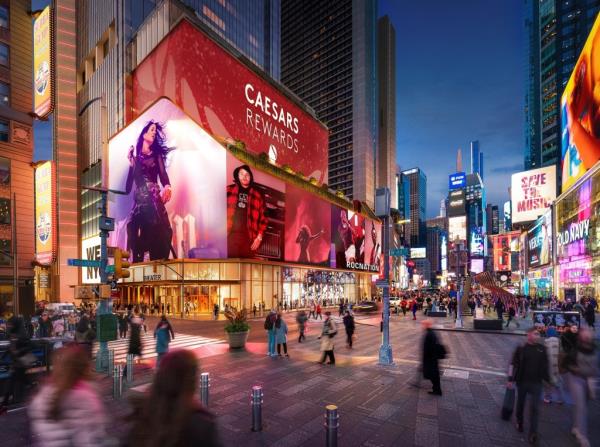 A rendering of the Times Square casino funded by SL Green/Caesars Palace and Roc Nation.