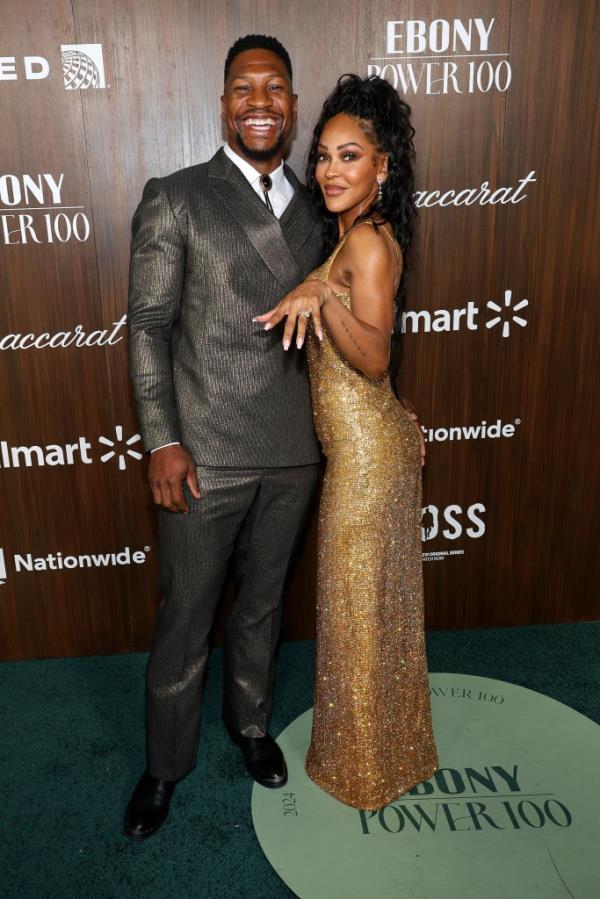 Jo<em></em>nathan Majors and Meagan Good at the Ebony Power 100 Gala
