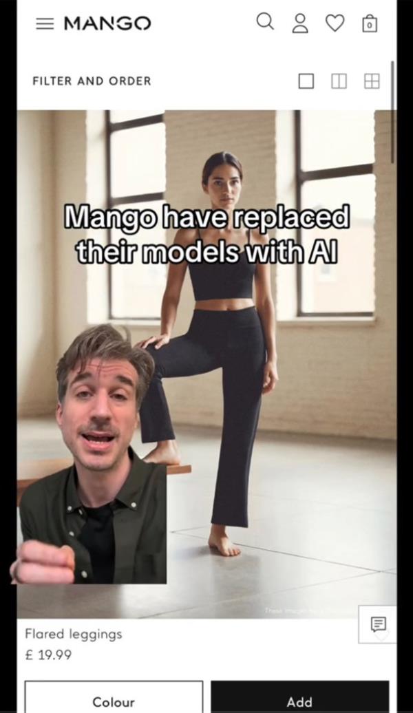 This is the video by TikTokker Marcos Angelides which sparked furious debate as it showed in detail what Mango's AI models look like. Users lamented that the practice is unethical and does not give customers a realistic f<em></em>rame of reference for how the clothes fit.