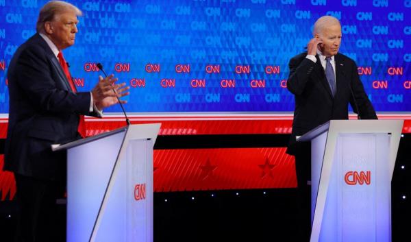 The debate between President Joe Biden (right) and former President Do<em></em>nald Trump was viewed by nearly 48 million people.