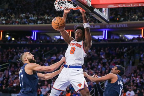 The Knicks are 5-0 since OG Anunoby, slamming home a dunk during a win over the Timberwolves, joined the team.