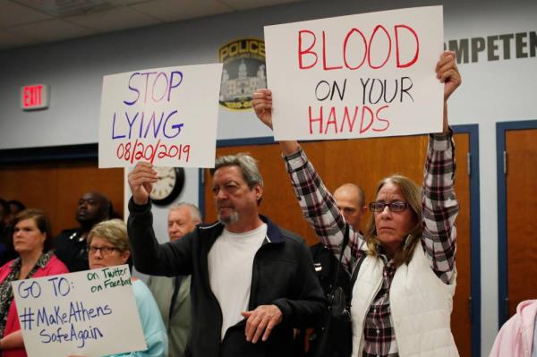 Protesters target Athens Mayor Kelly Girtz.