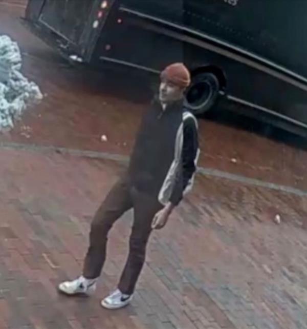 Burlington Police believe a male suspect doused the door with an accelerant before setting it ablaze and fleeing the scene. 