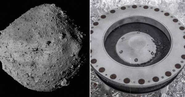 Nasa has unveiled photos of the first samples taken from a near-Earth asteroid, which may co<em></em>ntain the 'building blocks of life'