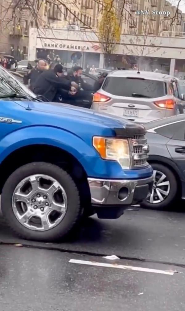 When the Ford finally stopped, police drew their guns and forced the suspects out of the car.