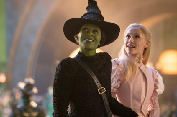 Cynthia Erivo and Ariana Grande dressed as witches