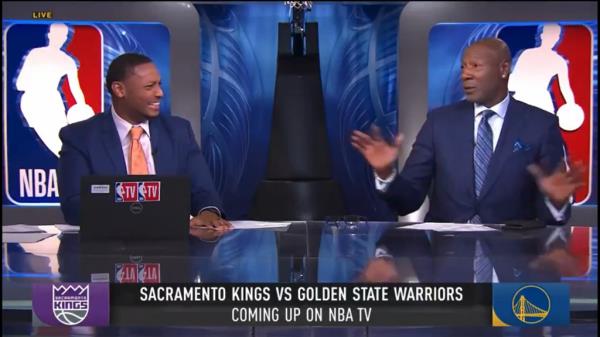 Chris Miles and Sam Mitchell get into a bizarre, heated exchange on air during the Warriors and Kings broadcast.