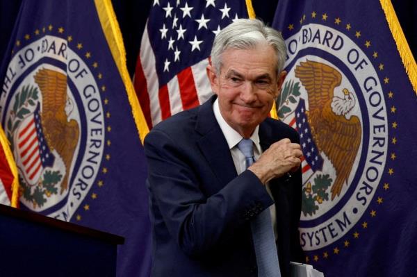Federal Reserve Board Chairman Jerome Powell leaving a news co<em></em>nference at the Federal Reserve Building in Washington, U.S.