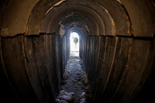 A general view shows the interiors of what the Israeli military say is a cross-border attack tunnel dug from Gaza to Israel. 