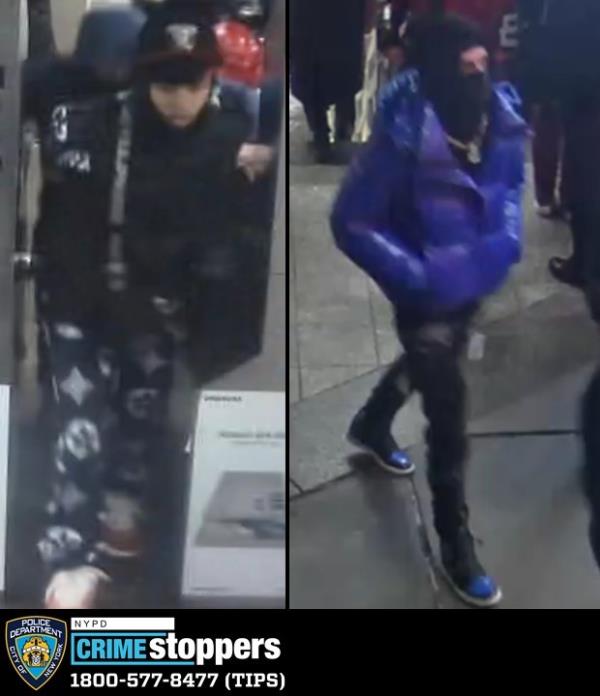 Collage of men wearing masks, wanted by New York City Police Department in co<em></em>nnection to gang assault on 17-year-old male victim.