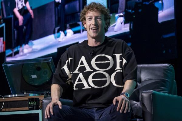 Mark Zuckerberg, CEO of me<em></em>ta Platforms Inc, speaking at the Acquired Live podcast event in San Francisco, California