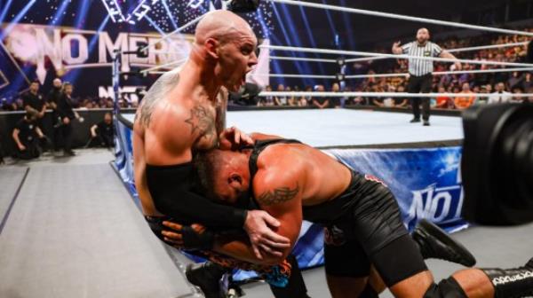 WWE superstars Baron Corbin and Bron Breakker fight at NXT No Mercy 2023