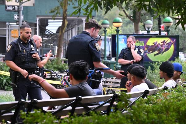 A teen was knifed inside Elizabeth H. Berger Plaza Park in lower Manhattan.