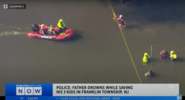 A father drowns while saving his three children in a New Jersey river. 