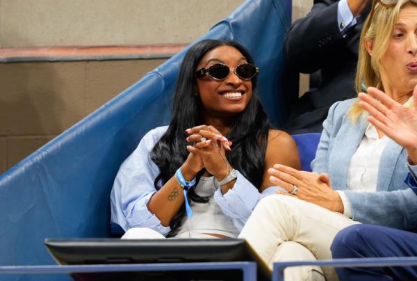 Simone Biles takes in the 2024 U.S. Open on Sept. 4, 2024.