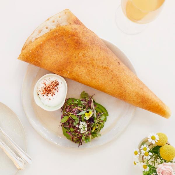 Image of a vegetarian crêpe at the new ABCV Jean Georges restaurant