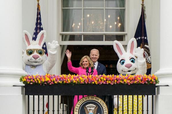 President Joe Biden and first lady Jill Biden attend the annual Easter Egg Roll on the South Lawn of the White House.