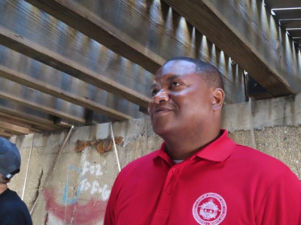Atlantic City Mayor Marty Small looking up at the Boardwalk in areas wher<em></em>e homeless people congregate