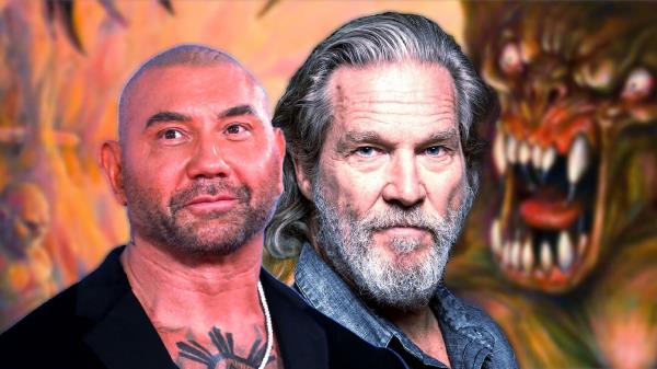 Jeff Bridges and Dave Bautista and image of Grendel