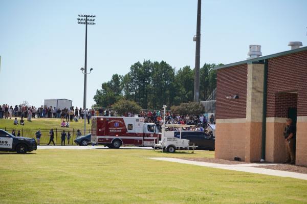 An ambulance seen outside of Apalachee High School.