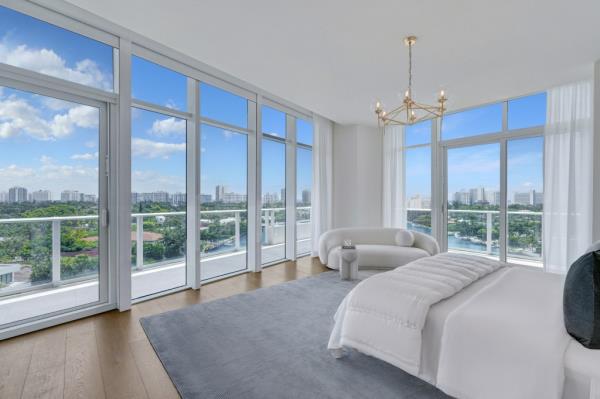 Interior of one of the four bedrooms. 
