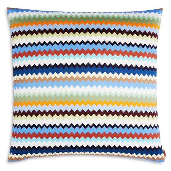 Colorful zigzag pattern on a Bloomingdales product pillow for Alexa NYFW, photo courtesy of the brand
