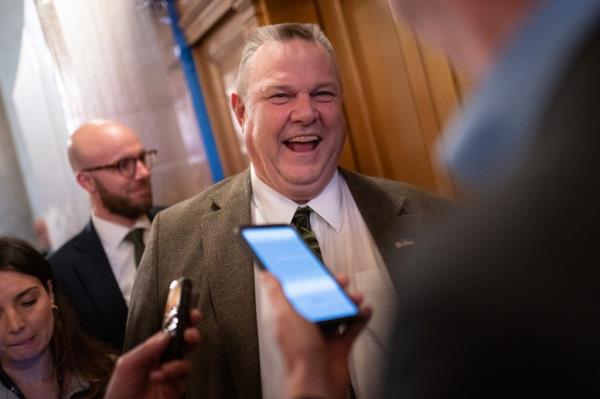 Sen. Jon Tester (D-MT) speaks with members of the media on March 22, 2024 in Washington, DC.