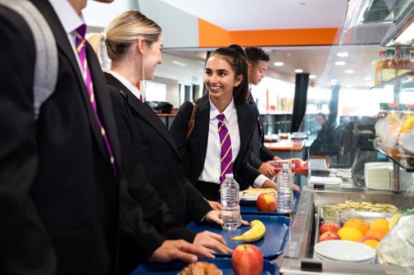 Students Waiting in Line for School Lunch