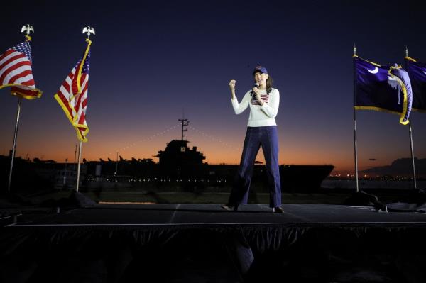 Nikki Haley speaks during a campaign visit ahead of the South Carolina Republican presidential primary election in Mount Pleasant, South Carolina