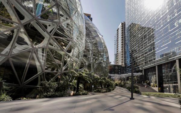  Amazon campus outside the company headquarters in Seattle