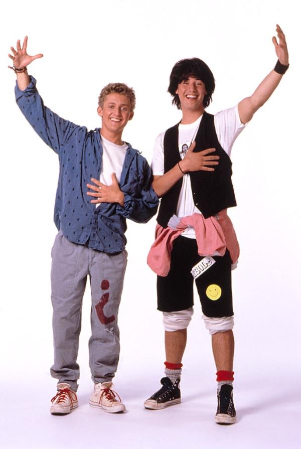 Alex Winter and Keanu Reeves pose as their characters in