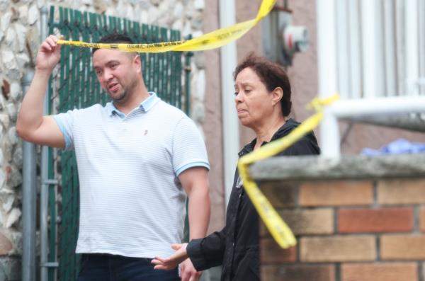 Peter's stepson, James Clement, with his mom Maria. 