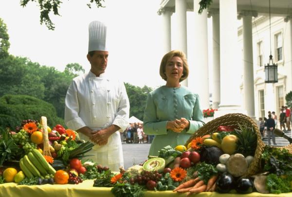 Scheib (left) pictured alo<em></em>ngside then-First Lady Hillary Clinton.