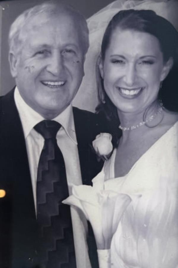 Trish McInnes with her father Joe Lagan on her wedding day.