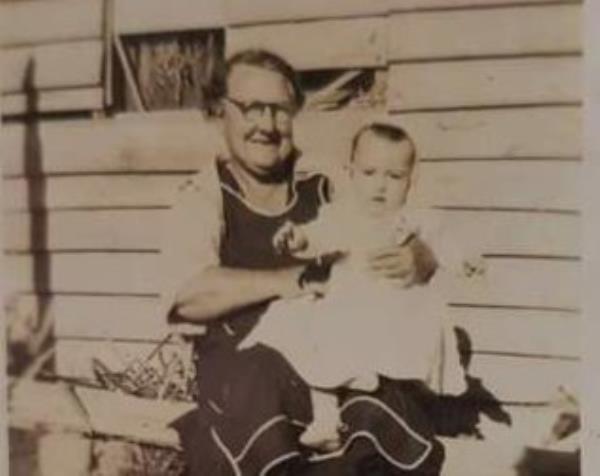Joey Warren with his grandmother in 1944.
