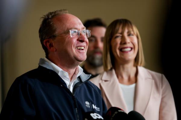 Sydney Metro chief executive Peter Regan and Transport Minister Jo Haylen on Sunday,