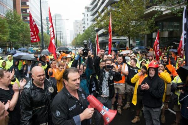 Former Victorian CFMEU boss John Setka leading a protest in 2016.