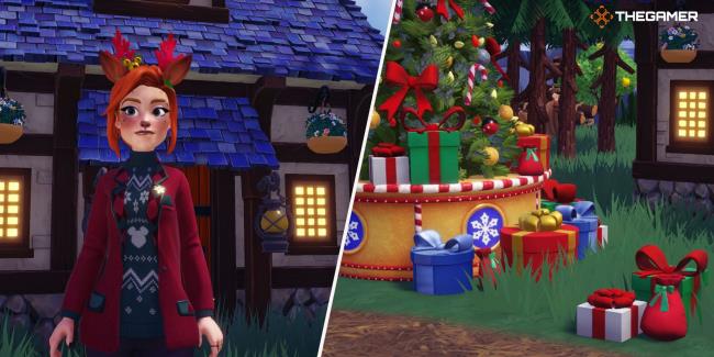Disney Dreamlight Valley combined image of festive avatar and gifts