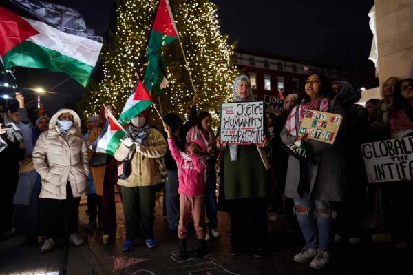 Protestors gather during a rally at Washington Square Park.