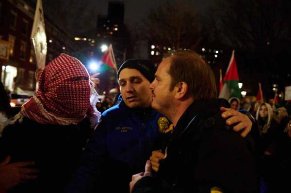 Protestors gather during a rally at Washington Square Park.