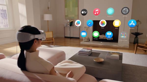 Apps floating around in front of someone wearing the headset. 