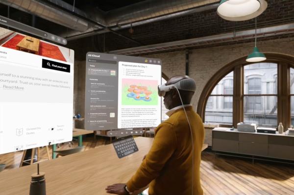 A person wearing the headset. 