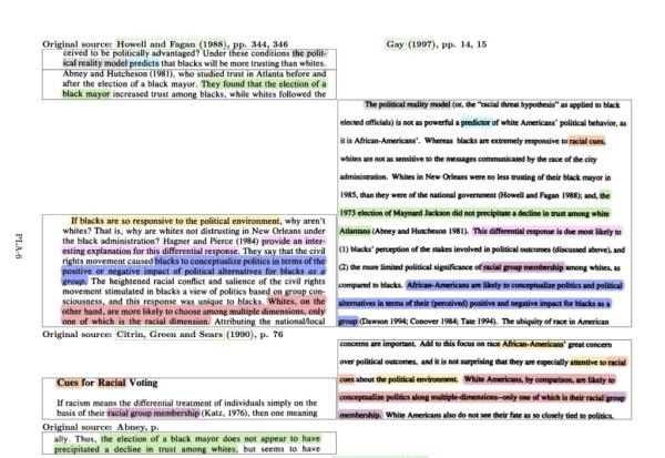 Examples of alleged plagiarism by the Harvard University president.
